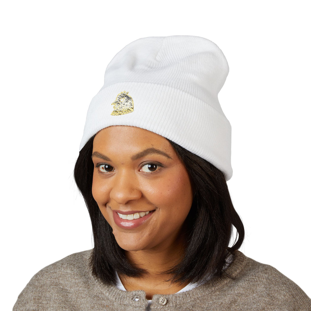 Hen with Pearls — Cuffed Beanie