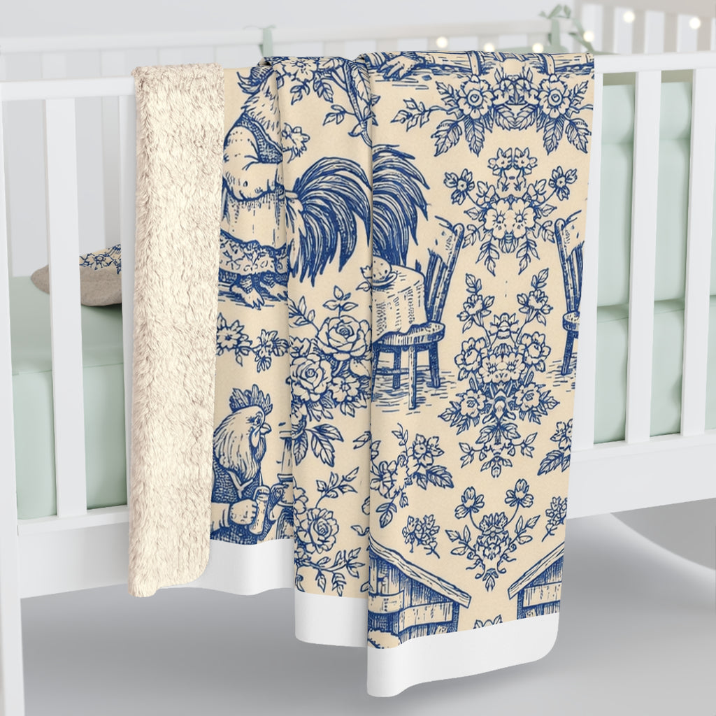 Cozy Coop Chicken Toile — Sherpa Blanket