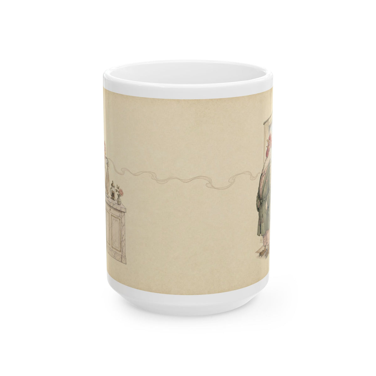 He Crows. I Coffee. We Manage. — Ceramic Mug