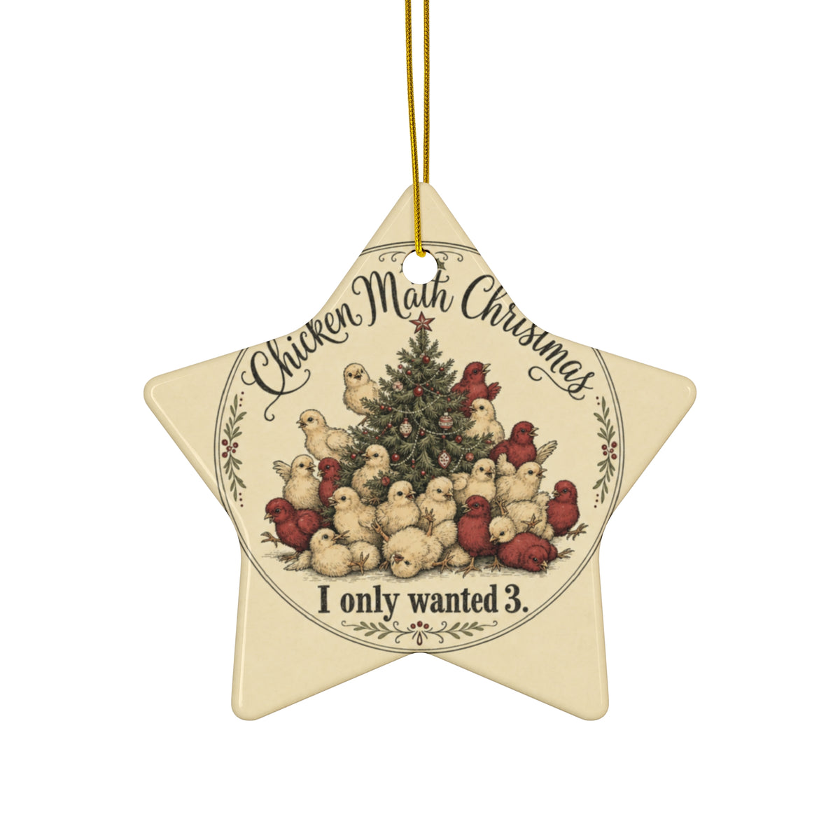 Chicken Math Christmas — Ceramic Ornament
