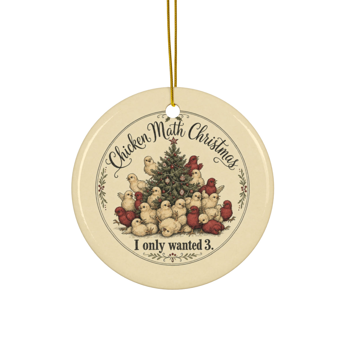 Chicken Math Christmas — Ceramic Ornament