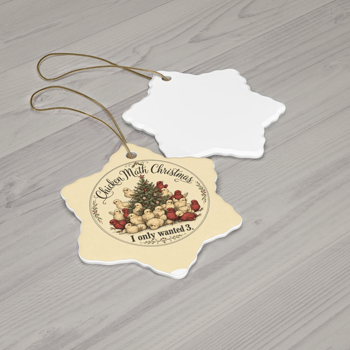 Chicken Math Christmas — Ceramic Ornament