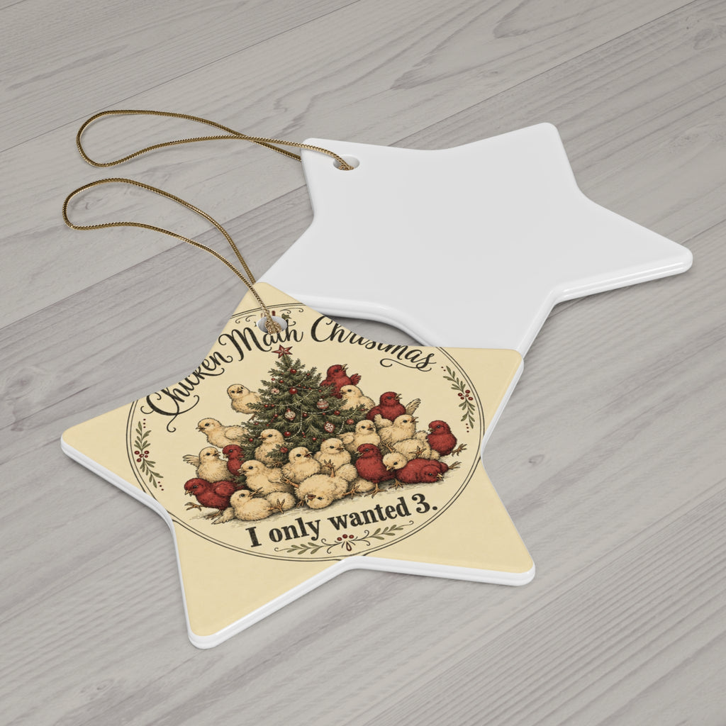 Chicken Math Christmas — Ceramic Ornament