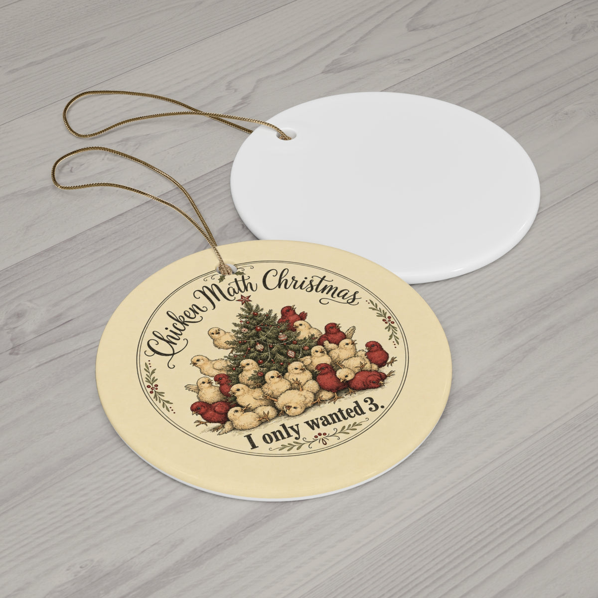 Chicken Math Christmas — Ceramic Ornament