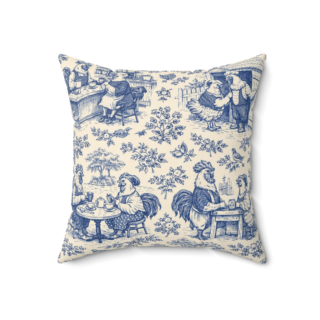 Cozy Coop Chicken Toile — Throw Pillow