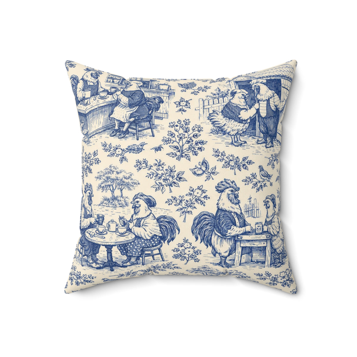 Cozy Coop Chicken Toile — Throw Pillow