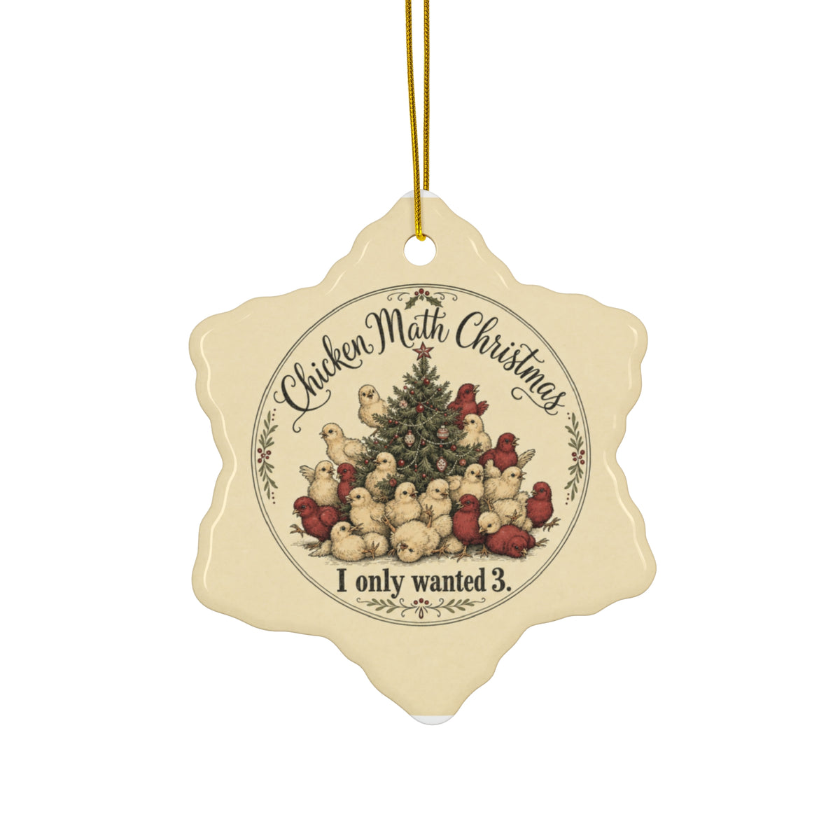 Chicken Math Christmas — Ceramic Ornament