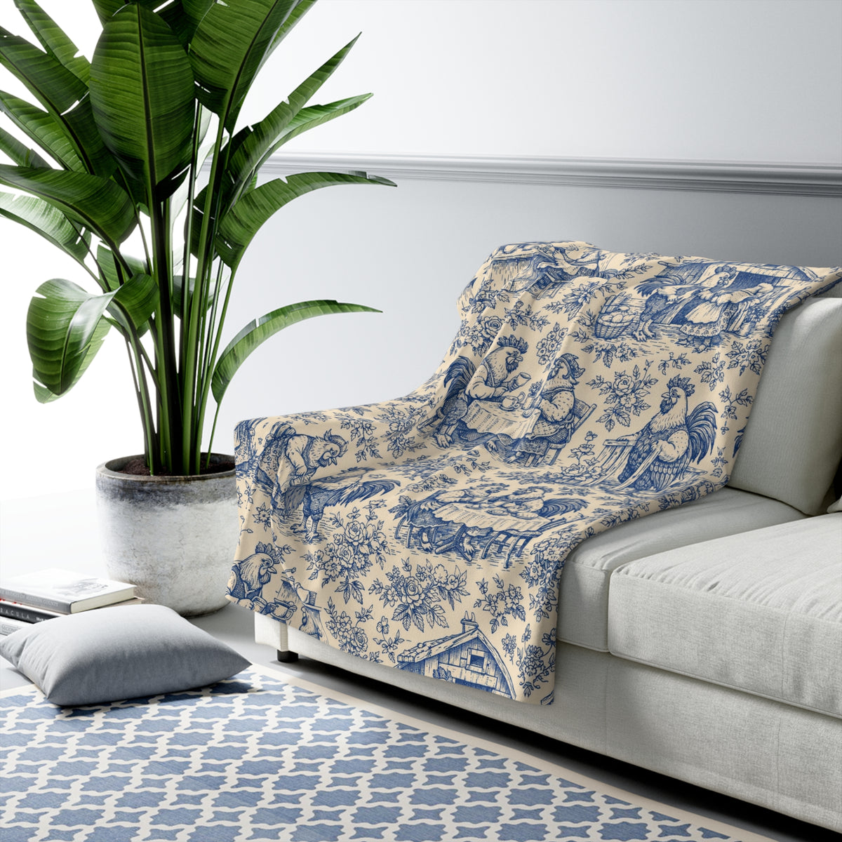 Cozy Coop Chicken Toile — Sherpa Blanket