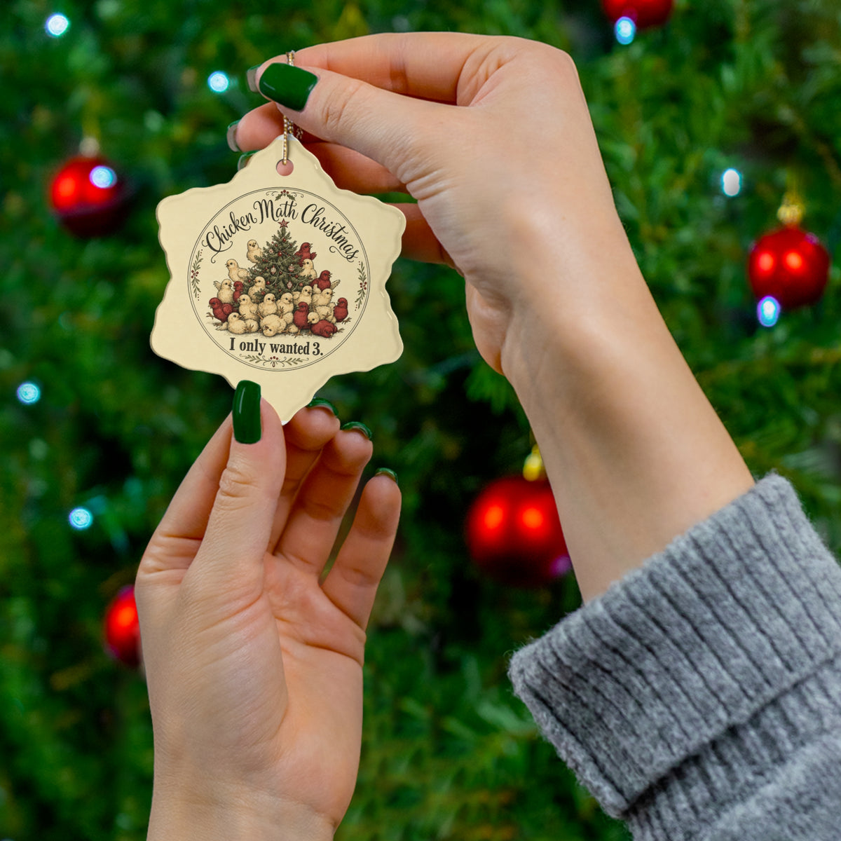 Chicken Math Christmas — Ceramic Ornament