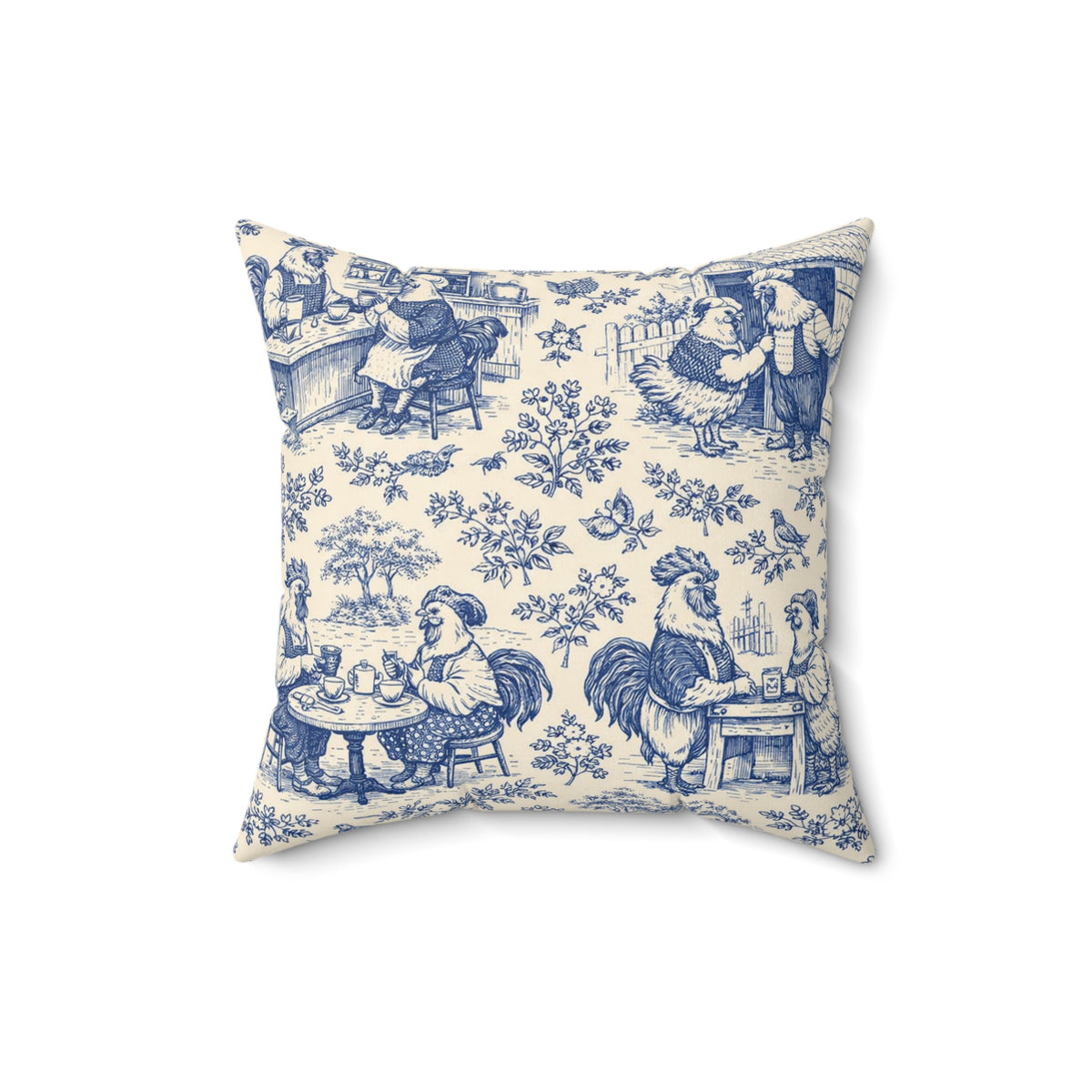 Cozy Coop Chicken Toile — Throw Pillow