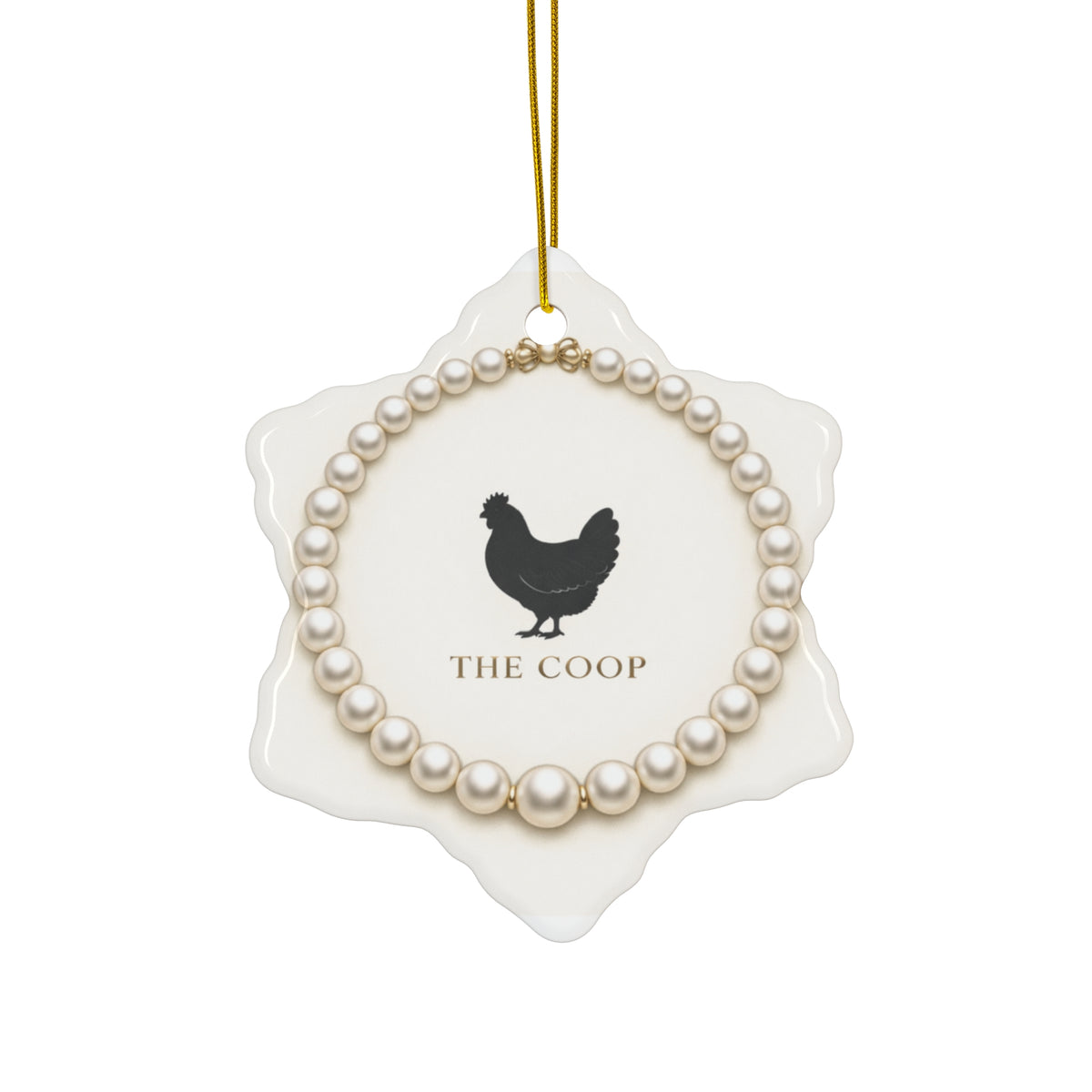 Pearl Necklace Wreath — Ceramic Ornament