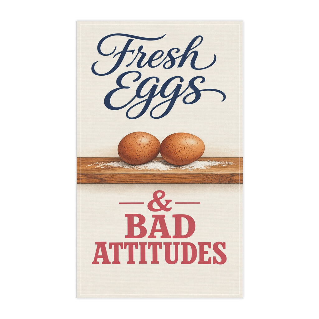 Fresh Eggs & Bad Attitudes — Tea Towel