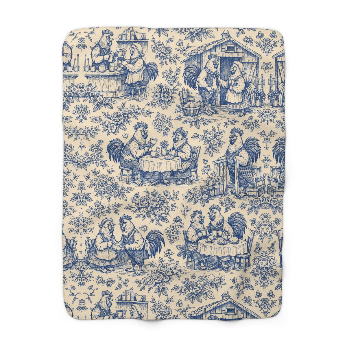 Cozy Coop Chicken Toile — Sherpa Blanket