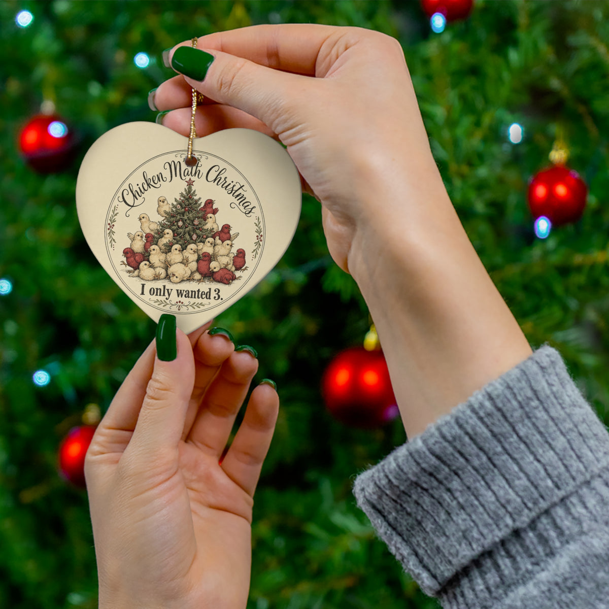 Chicken Math Christmas — Ceramic Ornament