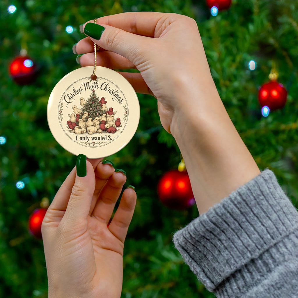 Chicken Math Christmas — Ceramic Ornament