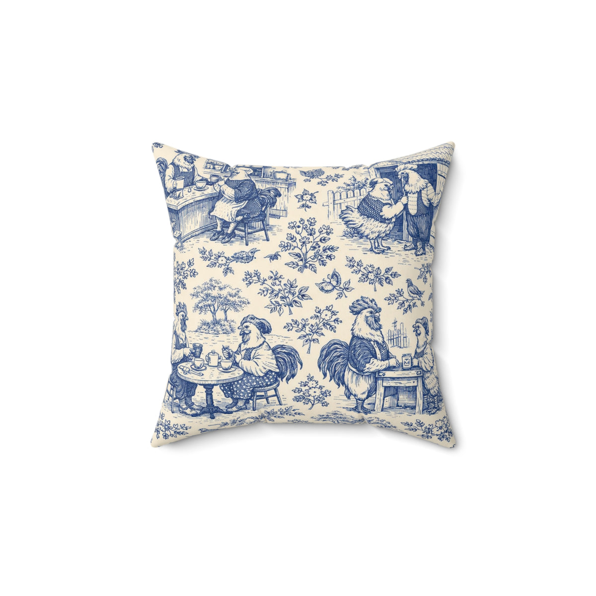 Cozy Coop Chicken Toile — Throw Pillow