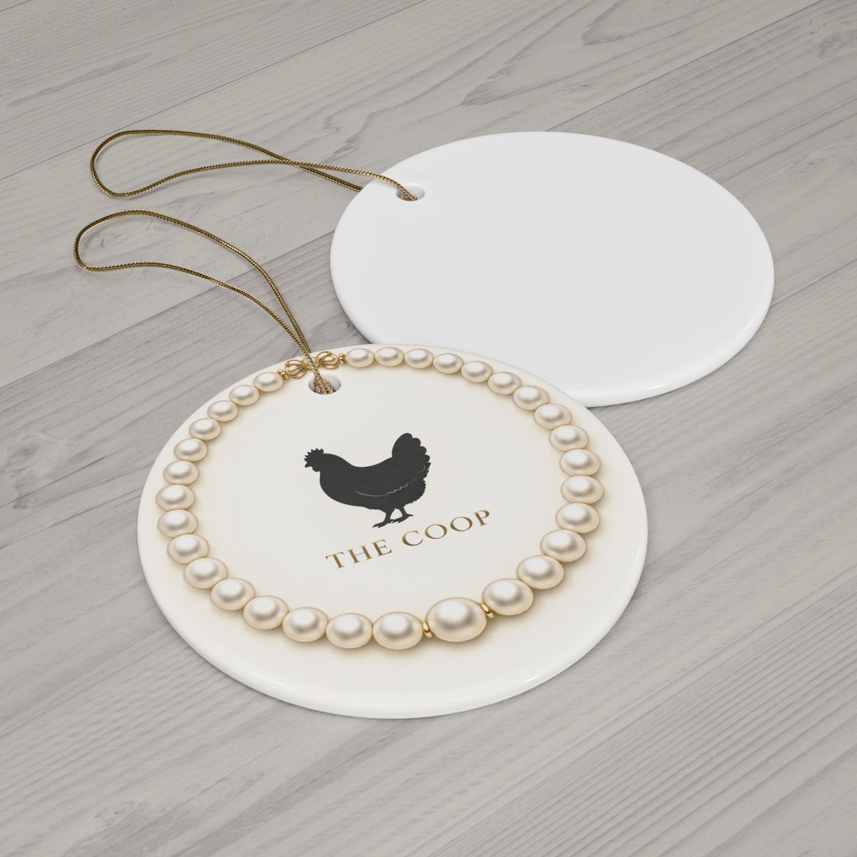 Pearl Necklace Wreath — Ceramic Ornament