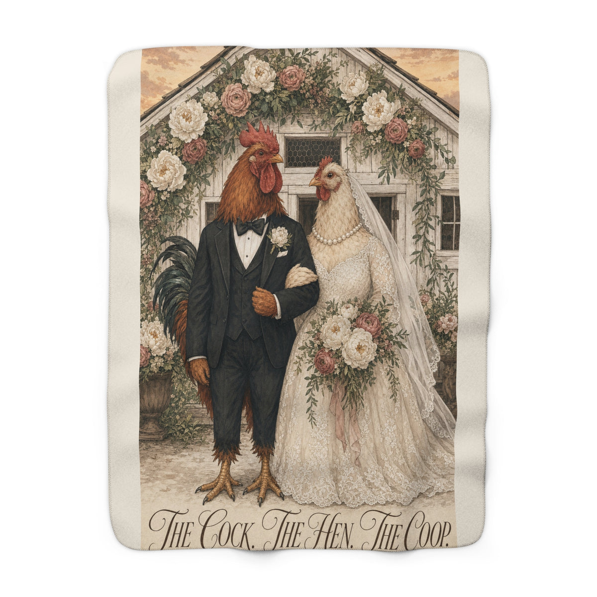 The Cock. The Hen. The Coop. — Wedding Sherpa Blanket
