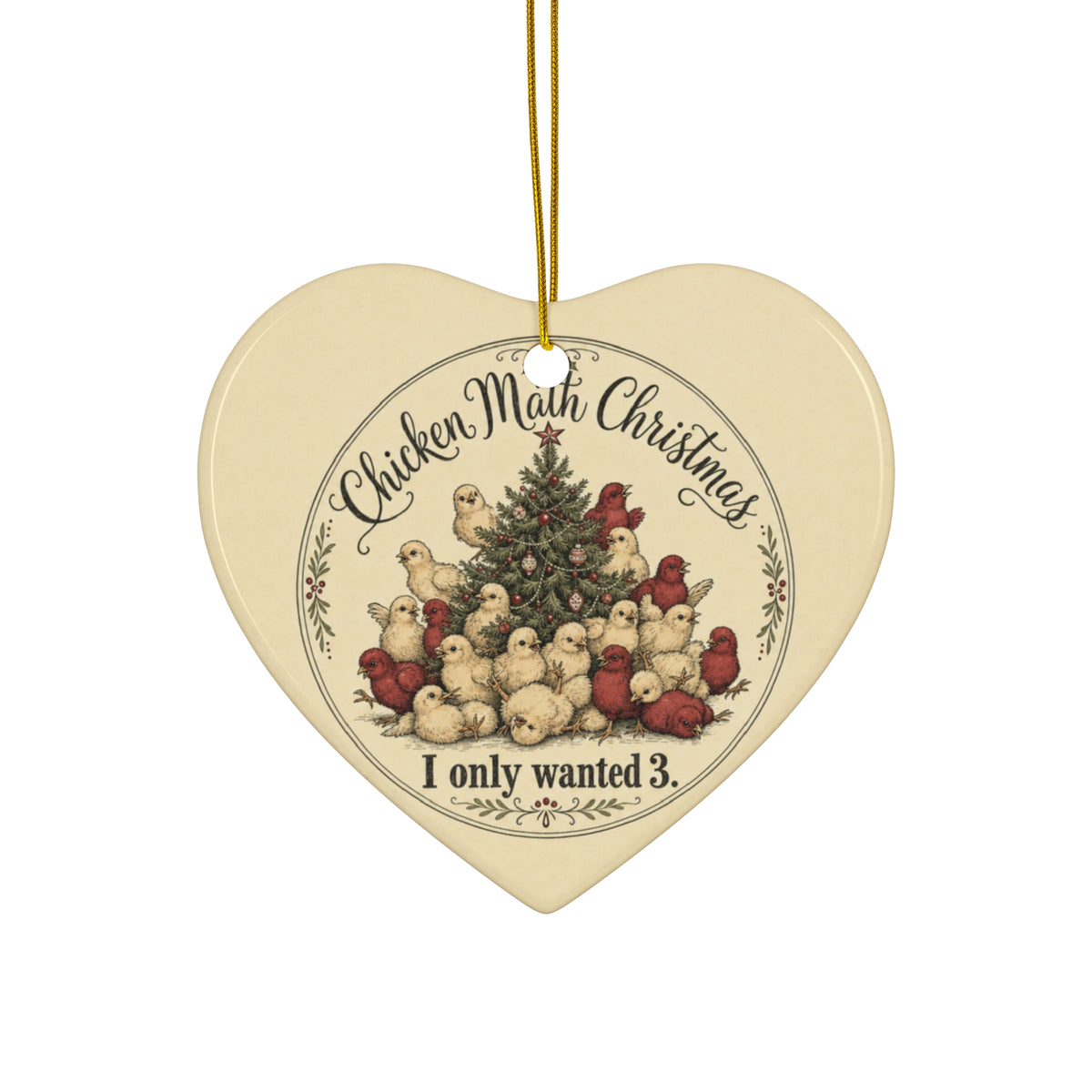 Chicken Math Christmas — Ceramic Ornament