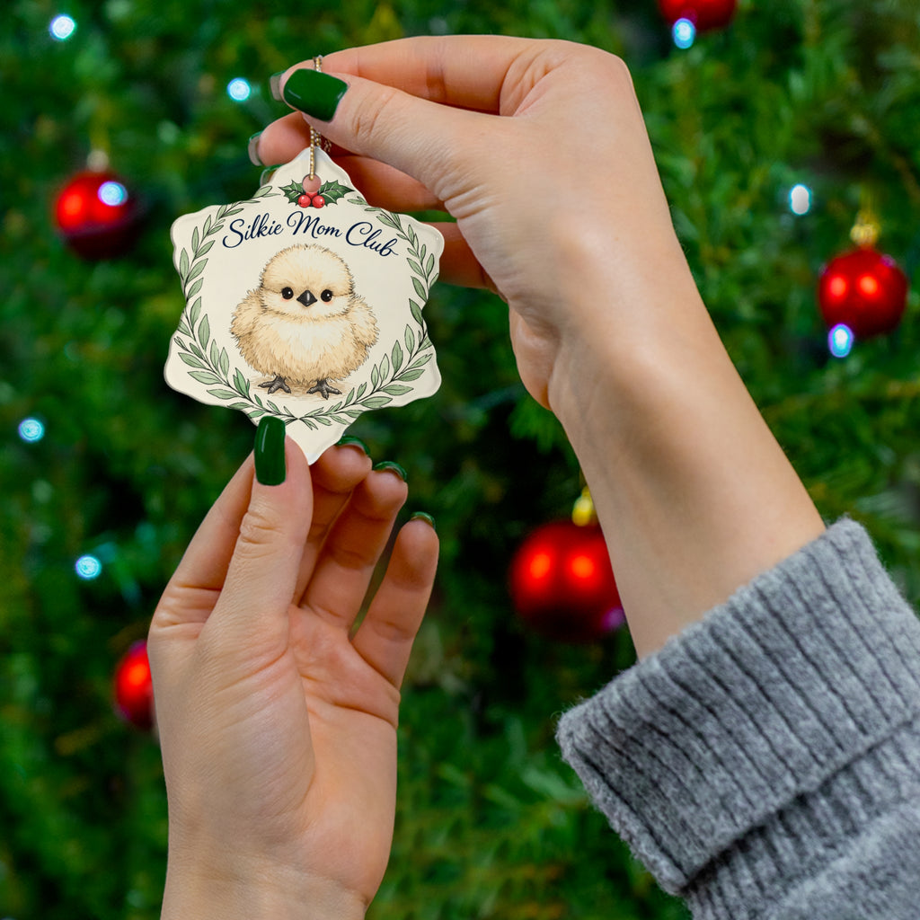 Silkie Mom Club — Ceramic Ornament