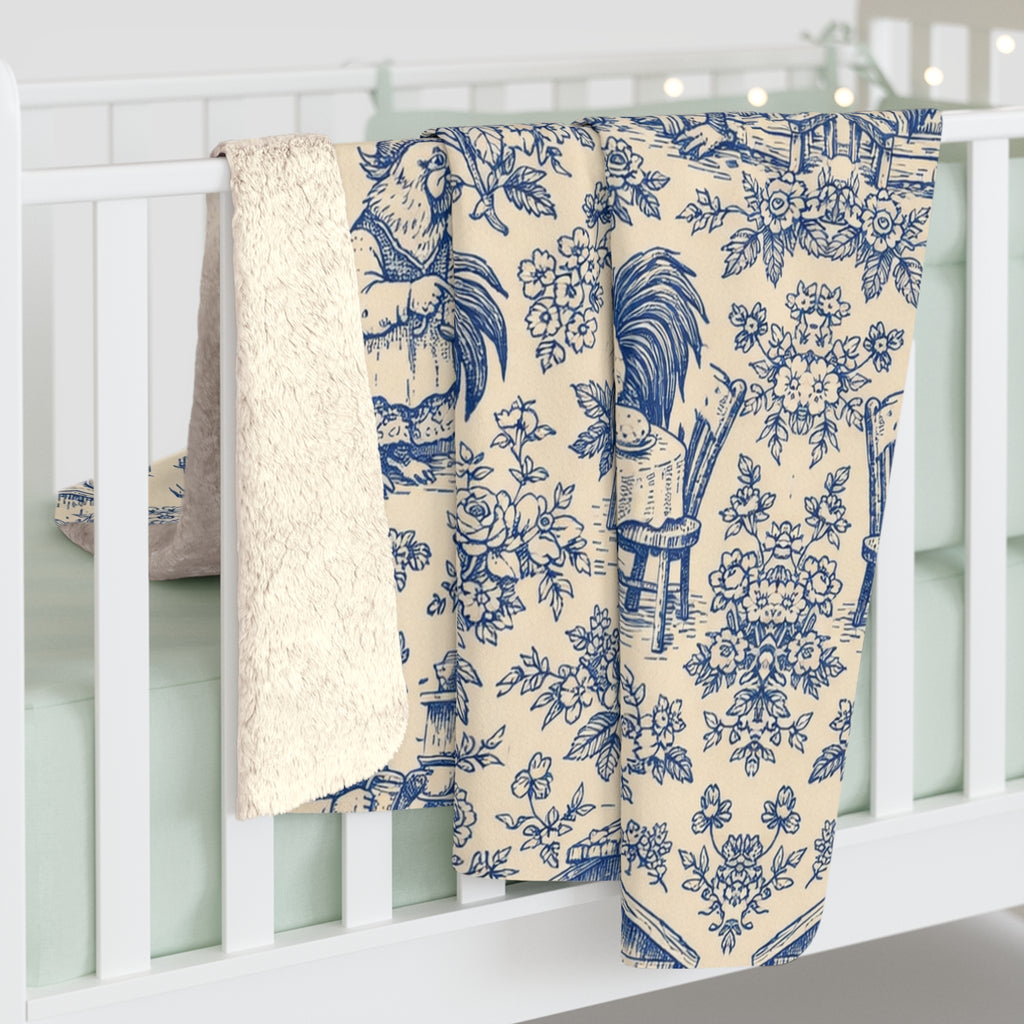 Cozy Coop Chicken Toile — Sherpa Blanket
