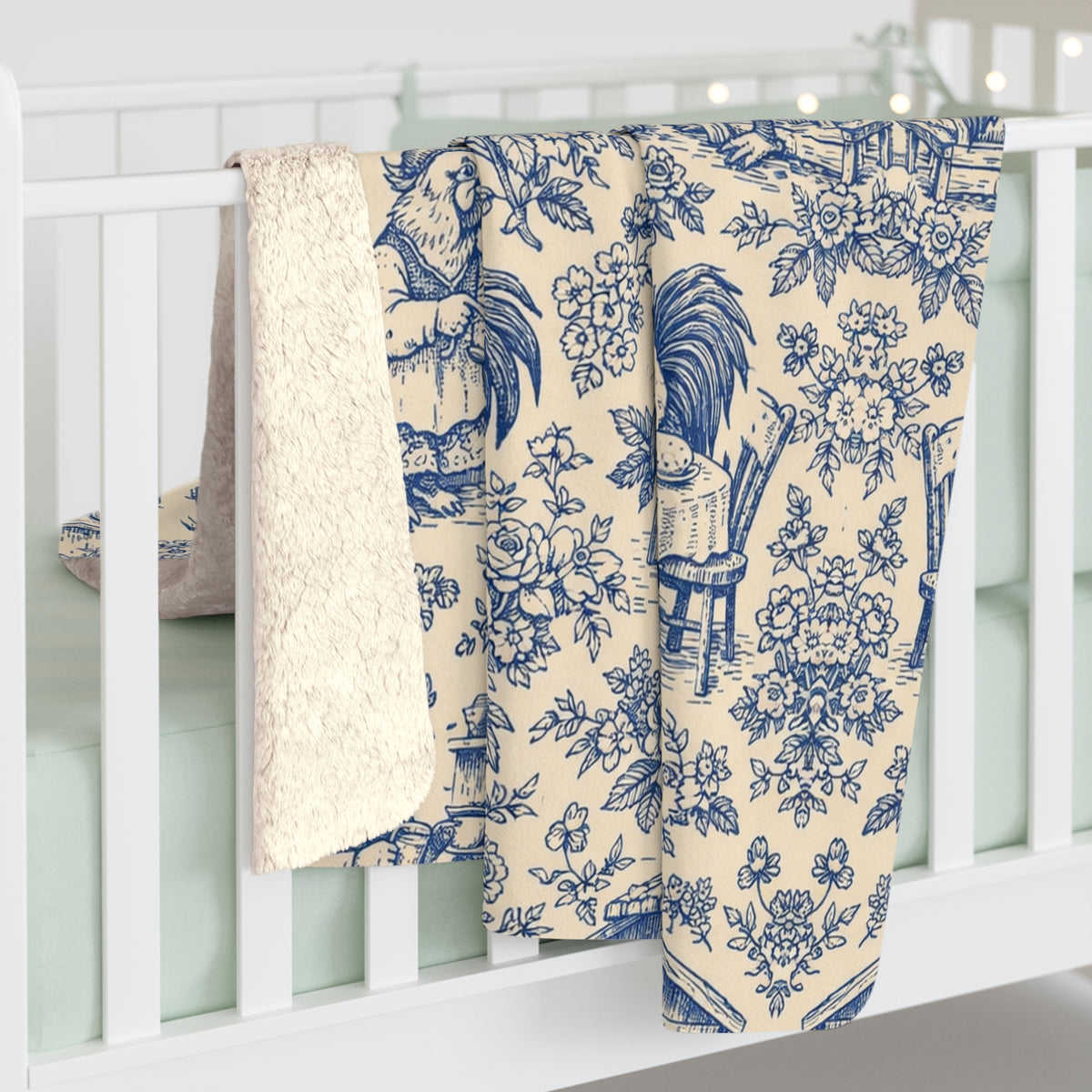 Cozy Coop Chicken Toile — Sherpa Blanket