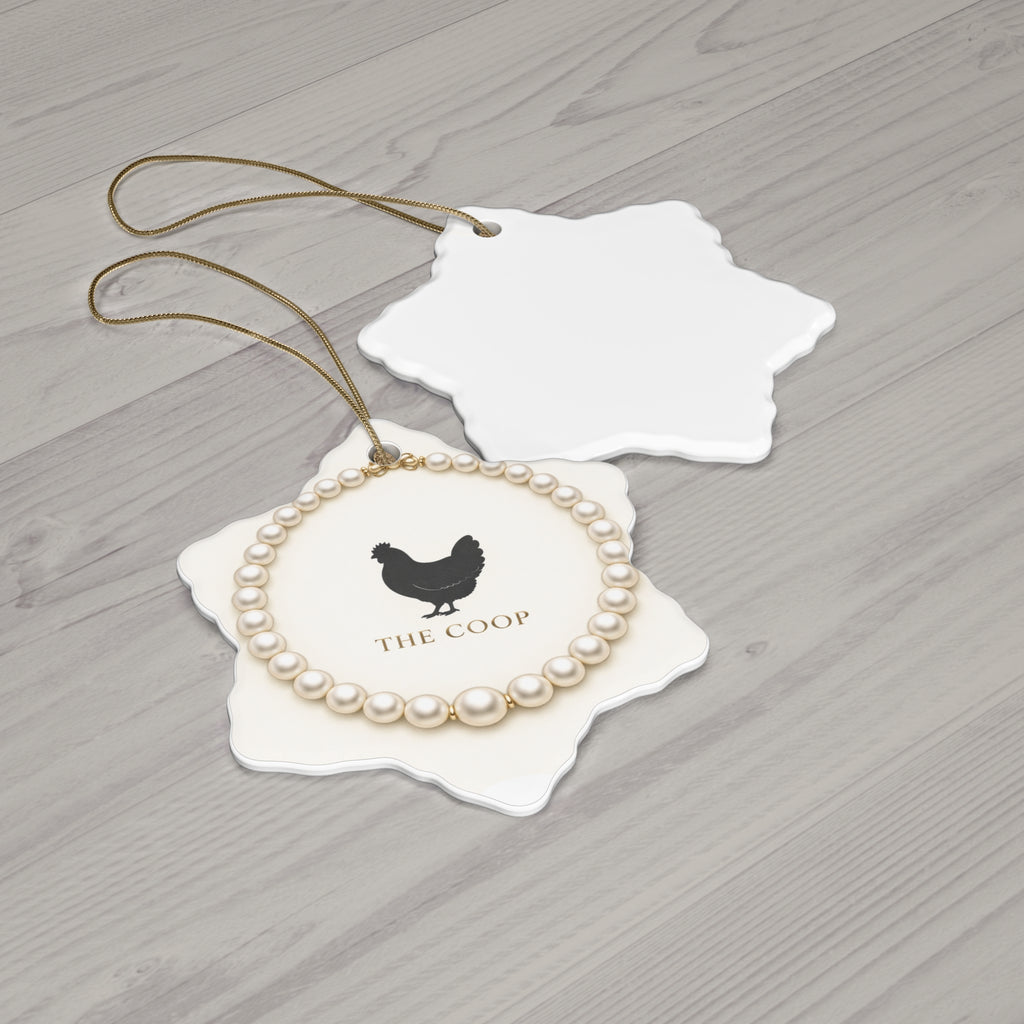 Pearl Necklace Wreath — Ceramic Ornament