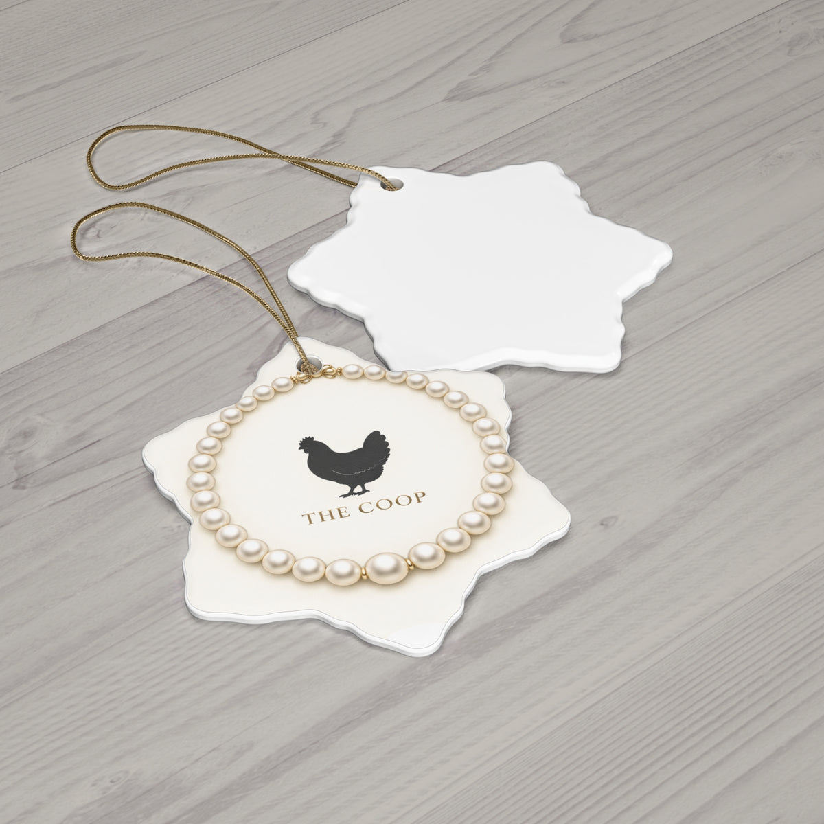 Pearl Necklace Wreath — Ceramic Ornament
