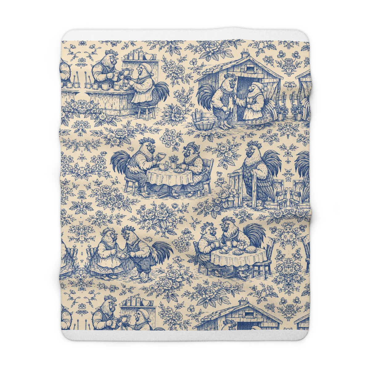 Cozy Coop Chicken Toile — Sherpa Blanket