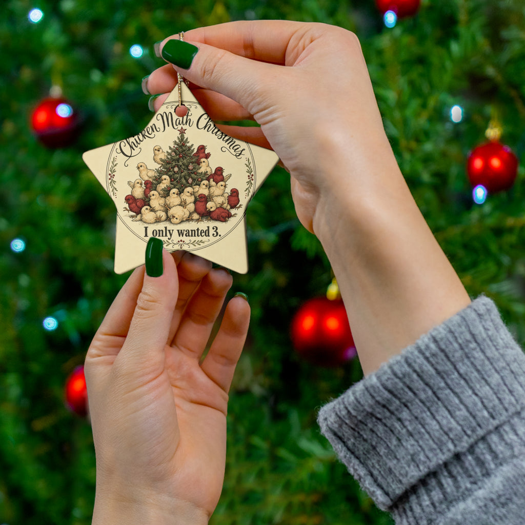 Chicken Math Christmas — Ceramic Ornament