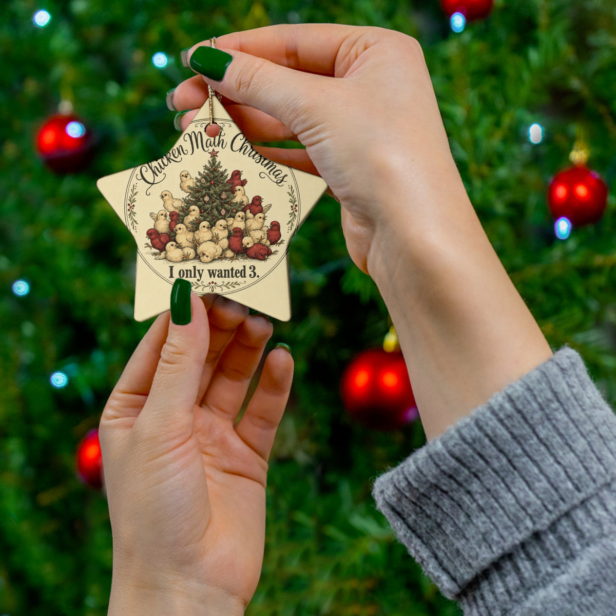 Chicken Math Christmas — Ceramic Ornament