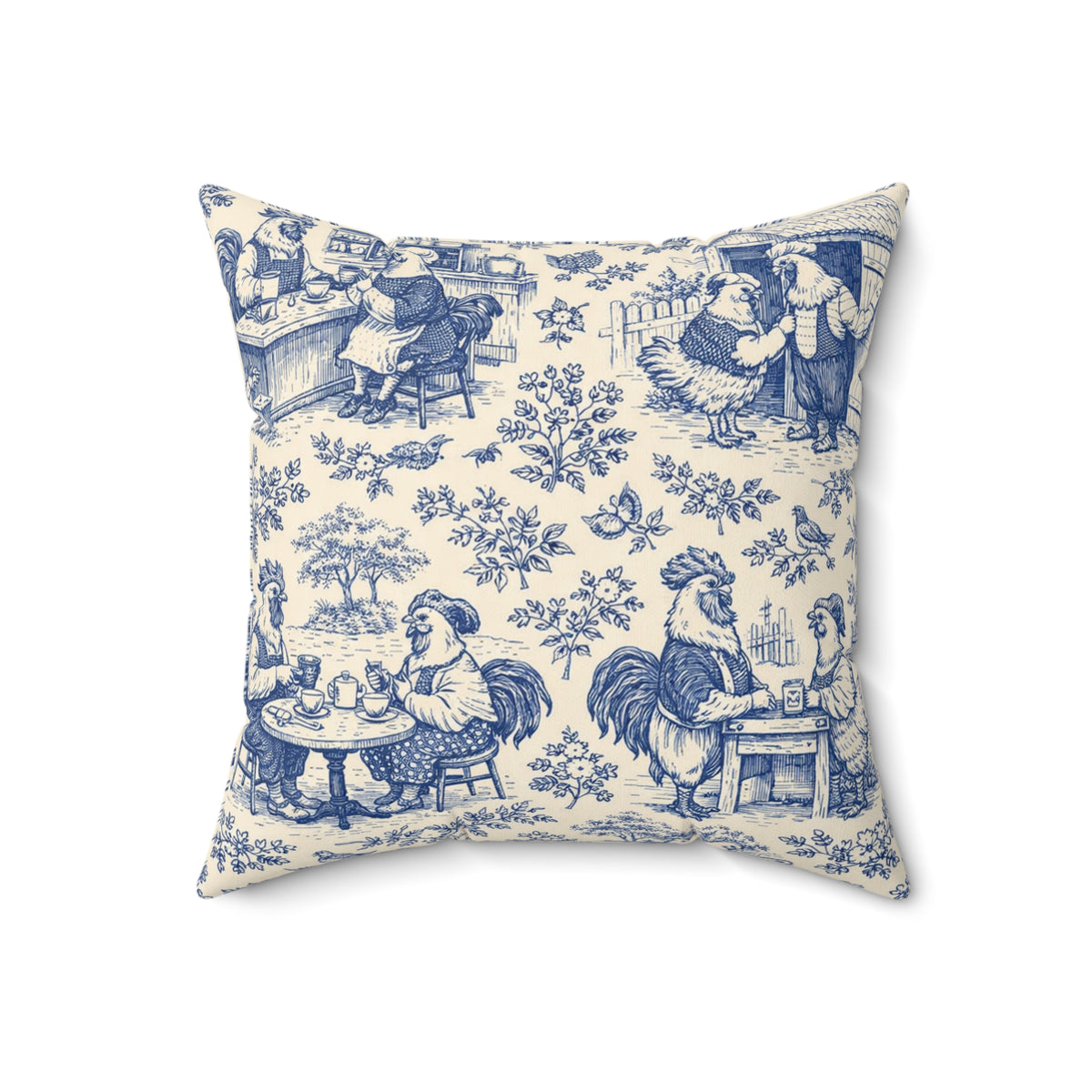 Cozy Coop Chicken Toile — Throw Pillow