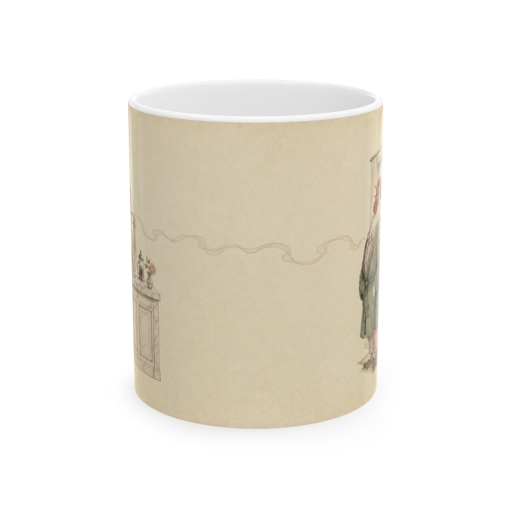 He Crows. I Coffee. We Manage. — Ceramic Mug