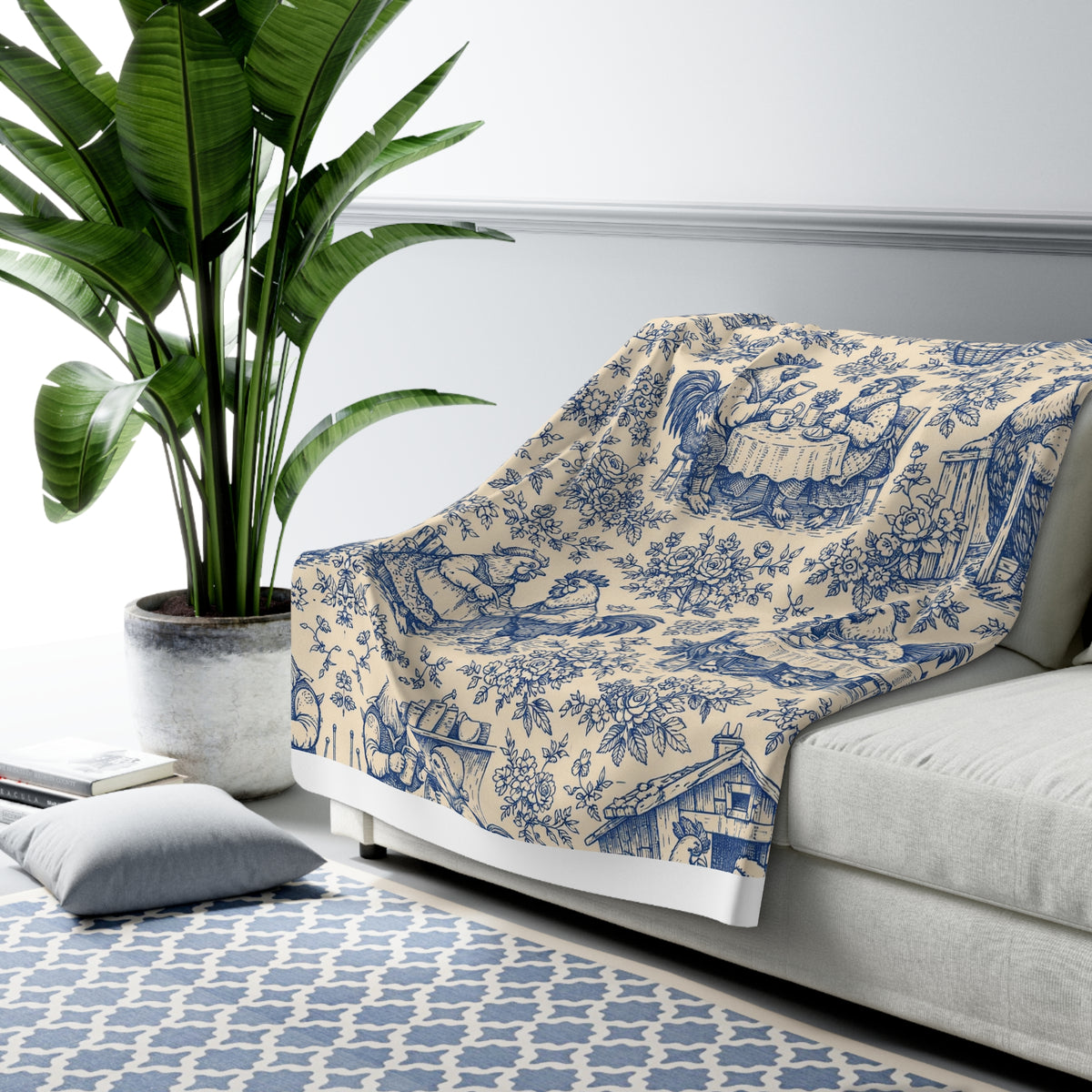 Cozy Coop Chicken Toile — Sherpa Blanket